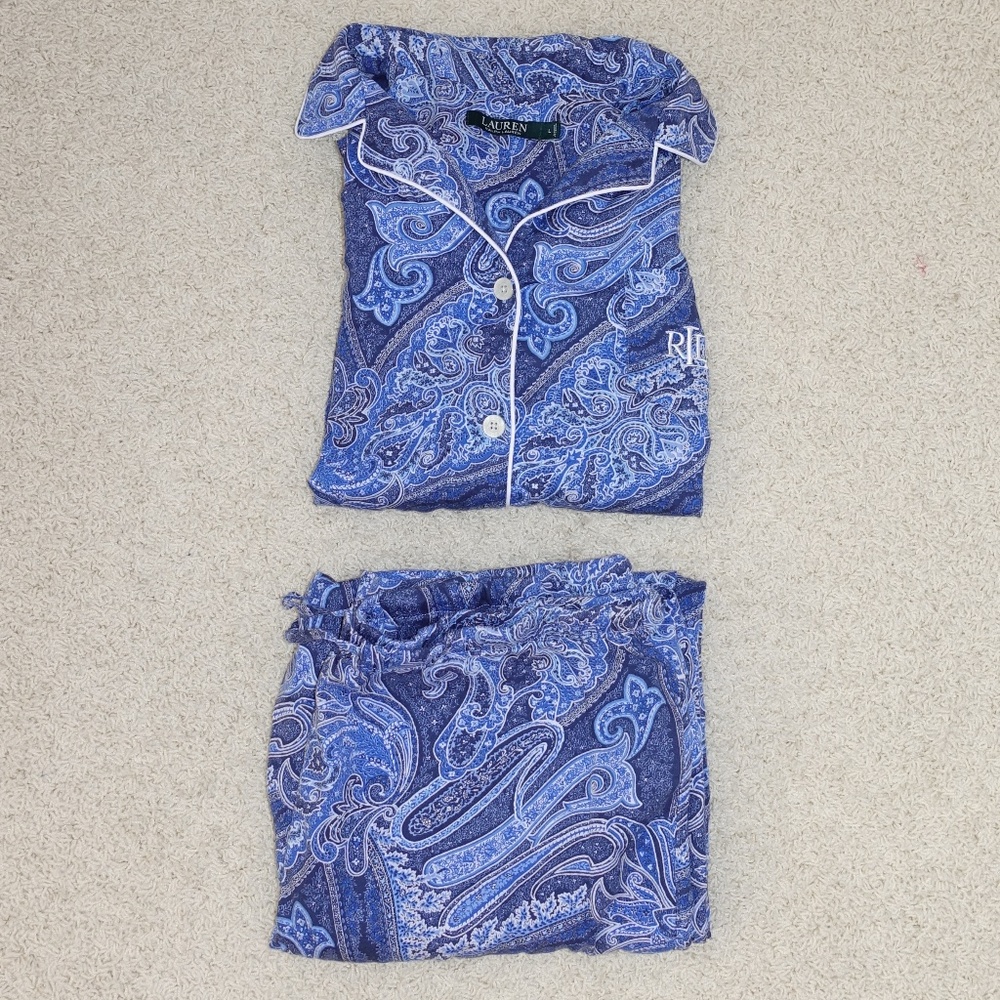 Ralph Lauren Blue Paisley Pajama Set